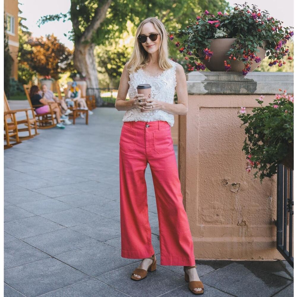 Anthropologie Maeve Colette European Linen Stretch High-Rise Wide-Leg Pants 28 - Picture 2 of 7